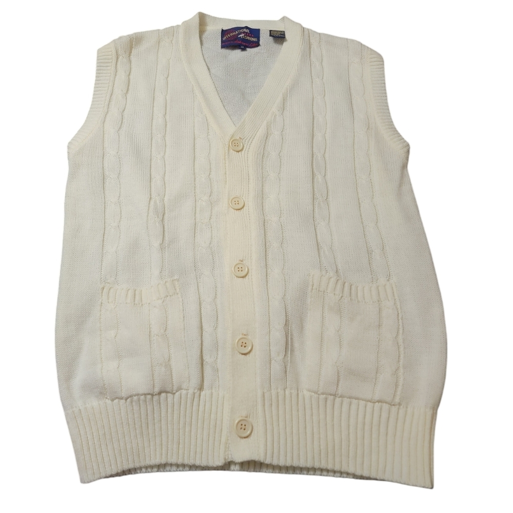 VINTAGE! ANDERSON LITTLE INTERNATIONAL FASHIONS Cream Cable Knit Vest